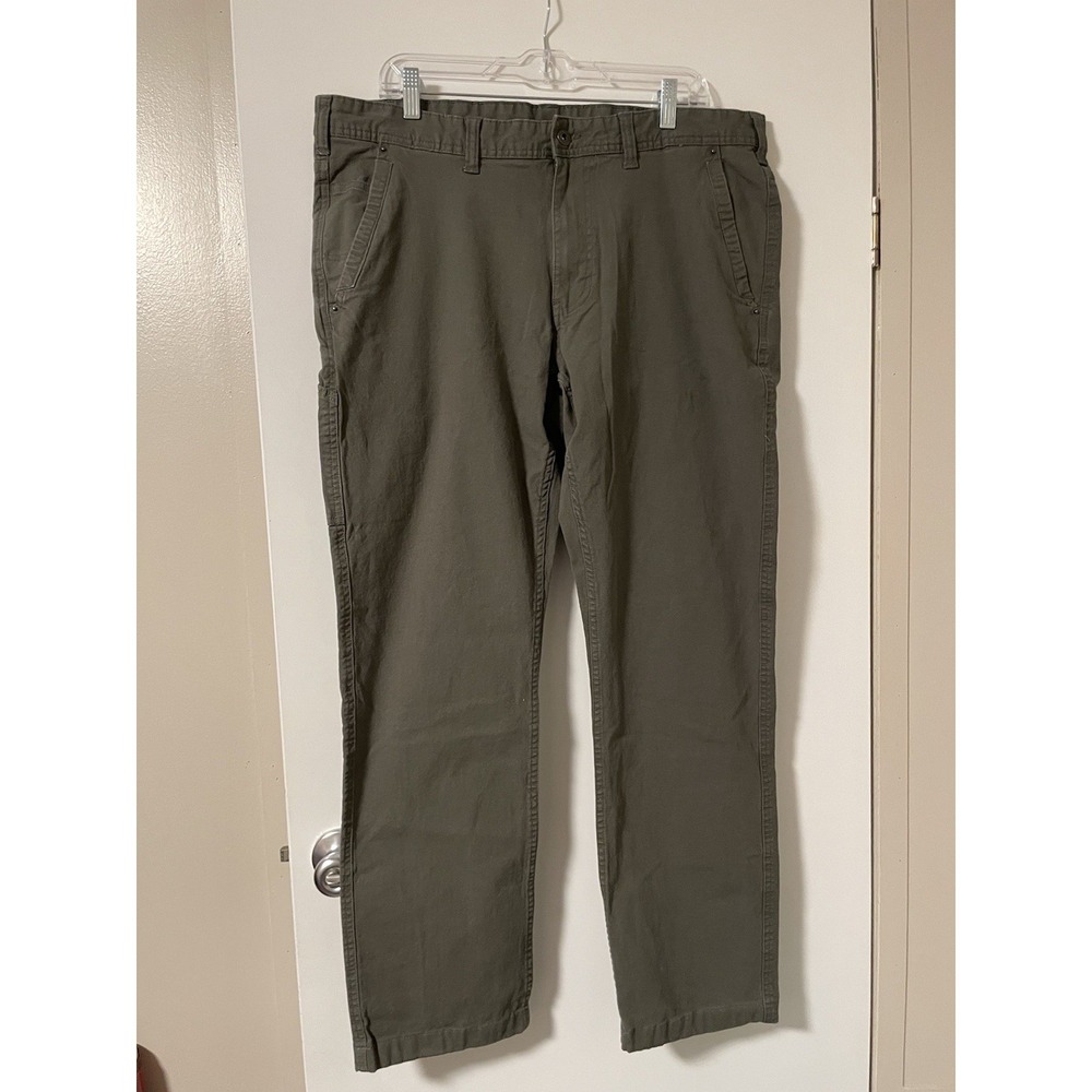 Eddie Bauer Men's 38x34 Canvas Utility Pants Green Stretch Durable K1113